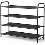 Kitsure Schuhregal Metall - 4-stöckiges, rostbeständiges Schuhregal platzsparend mit tragbaren Griffen, Schuhablage für Kleiderschrank, Eingangsbereich, Schlafzimmer, 68,5 x 28 x 63 cm, Schwarz
