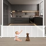 MYPIN Babygitter, extra breit, einziehbares Hundegitter für den Innenbereich, Treppenschutzgitter für Hunde, Babygitter für Hunde, ausziehbarer Hundezaun, Druckpassung, Treppenschutzgitter (weiß, 300