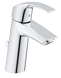 GROHE Eurosmart, Waschtischarmatur, wassersparend (Wasserhahn für das Bad, Badarmatur mit Zugstangen-Ablauf, 17cm hoch, einfache Installation am Waschbecken), chrom, 23322001
