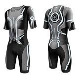 Lo.gas Herren Trisuit Kurzarm Triathlonanzug für Ironman-Rennen und Triathlon-Wettkämpfe - Hochwertiger Triathlon-Anzug für Herren,Blau XL