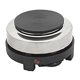 Rosberg Multifunktionale Reisekochplatte, 500 W Ø 100 mm, Mini-Einzelkochplatte, Camping, Büro und unterwegs, 5 Heizstufen, rutschfeste Gummifüße, silber/schwarz