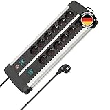 Brennenstuhl Premium-Alu-Line Steckdosenleiste 12-Fach/Mehrfachsteckdose aus hochwertigem Aluminium (mit 2 Schaltern für je 6 Steckdosen und 3m Kabel, Made in Germany)