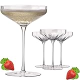 IMPERIAL große Sektschalen gewellt 320ml Sektgläser Set 4-Teilig 'Cali' Champagnergläser aus Crystalline Glas Handmade