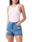 ONLY Damen Denim Jeans Shorts | Kurze Bermuda Sommer Hose | High Waist Destroyed Pants ONLJAGGER, Farbe:Blau, Größe:M