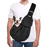 SlowTon Hundetragetasche, Haustier Hundetasche mit verstellbarem, gepolstertem Schultergurt und Fronttasche Tragetasche Hund für Spaziergang Aktivitäten im Freien und Ausflüge(Schwarz)