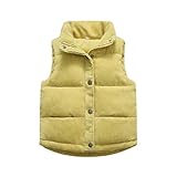 Generisch Kleinkind Kinder Baby Jungen Mädchen Cord Weste Fleece Fuzzy Ärmellos Mantel Oberbekleidung Taschen (Yellow, 5-6 Years)