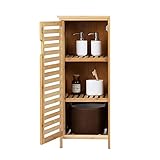WAOHO badezimmerschränke aus Bambus,Badezimmer Regal,Sideboard Wohnzimmer,Sideboard, Badezimmer Schrank,Bad Regal stehend ，Bad Regal stehend,Küchenschrank (34cm X 33cm X 87cm)