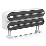 3 in 1 Frischhaltefolienspender mit Cutter, Küchenrollenhalterung mit Küchenrollenhalter, Alufolienspender und Frischhalte, Küchenrollenhalter Ohne Bohren，Wandrollenhalter Küche