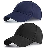 Ritte 2 Stücke Schirmmütze, Verstellbare Baseballmütze, Einfarbige Baseballkappe, Unisex-Baseballmütze aus Baumwolle, für den Außenbereich (Schwarz, Marineblau)