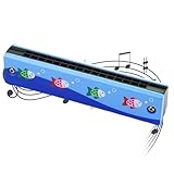 VAEIORP Kinder-Mundharmonika, 16 Löcher, Cartoon-Design, Holz, Blau, Musikalisches Spielzeug für Anfänger und Profis, Geeignet für Kinder ab 3 Jahren