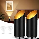 GeyouLux LED Uplight Spot Bodenstrahler IP44 Wasserdicht 6W 600LM Aluminium Bodenlampe Innen, Bodenleuchte mit Fußschalter zur Indirekte Beleuchtung, inkl. GU10 Lampe 2700K Warmweiß 2er Set Schwarz