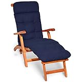 Beautissu Bequeme Liegenauflage Deckchair & Sonnenliegen 200x50cm Flair DC – 8cm Dicke Polsterung Gartenliege Auflage Liegestuhl Polster mit Schaumflockenfüllung Gartenmöbel Kissen Dunkelblau