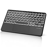 IVEOPPE Bluetooth Tastatur mit Touchpad iPad/Samsung/Lenovo, Deutsch QWERTZ Layout für iOS, Android-Tablets, 7-Farbige Beleuchtung Wiederaufladbar Tastatur für Galaxy Tab, Xiaomi Pad, Lenovo, Schwarz