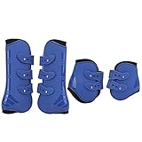 XZXCVN Gamaschen für Pferde, Neopren Vorder - und Hinterbeinschutz, 4er Set, Blau - Stoßfest, Atmungsaktiv, Für Spring - und Dressurreiten (Set Blau vorne und hinten große Größe)