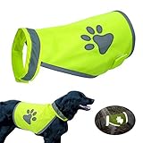 Cicony Hund Sicherheit Reflektierende Weste, Hohe Sichtbarkeit Kleidung Klein Große Hunde Sicherheit Geschirr Jacke für Draußen Wandern Walking mit Aufdruck Pfote (Gelb) - Gelb, m