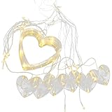 Sewroro LED Herz Lichterkette Batteriebetrieben PVC Vorhanglicht Warmweiß Fensterdekoration für Schlafzimmer und Party