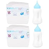 DIKACA 2er Set Miniatur Babyflaschen Und Windeln Für Puppen Ideales Zubehör Für Puppen Shower Puppenpflege Und Rollenspiele Aus Hochwertigem Material Perfekt Für Kleine