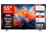 TCL 55T8C 55 Zoll QLED 4K HDR UHD Fernseher, Smart Google Tv Dolby Vision Atmos,144Hz Motion Clarity Pro, Game Bar, ALLM, Freesync, Onkyo 2.1 Sound, Sprachsteuerung, Kompatibel mit Google Assistant