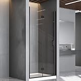 Nischendusche Duschtür 90 cm,Nischenfalttür 180°Duschfalttür Duschabtrennung Duschwand Dusche aus 6mm ESG Sicherheitsglas,Höhe 195 cm,Schwarz