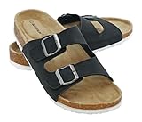 + Pantoletten Sandalen Hausschuhe Schlappen Clogs Kork Fußbett Gr. 36-46 (Black, EU Schuhgrößensystem, Erwachsene, Numerisch, M, 42)