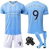 AYEUPZ Fußballtrikot für Kinder,Nr.9 Kinder Fußball Trikot Set,Fußballtrikot mit Fussball T-Shirt Shorts Socken und Knieschoner,23/24 Neues Fussball Trikot (9#, 24(8-9 Jahren))