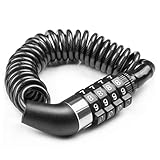 Fahrradschloss Helmschloss, 150cm Kabelschloss E Scooter Schloss mit 4-Steillig Zahlencode, Zahlenschloss für Fahrradhelm, Motorradhelm, Kinderwagen Snowboard, Skis