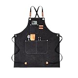 Kochschürze Grillschürze Für Männer und Frauen,Küchenschürze für Herren Verlängert Canvas Wasserdicht Arbeitsschürze, Kreuz-Rücken Design, Schürze Damen extra lang