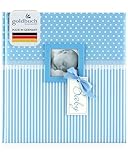 goldbuch 15802 Babyalbum mit Fensterausschnitt, Fotoalbum mit 58 weißen Blankoseiten und 4 illustrierten Seiten, Pergamin-Trennblätter, Kunstdruck, Papier, Sweetheart Blau, 30x31 cm