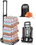 WONSEFOO Klappbare Sackkarre, 50Kg/110Lbs Faltbarer Transportkarren Handwagen, Leichtgewichtiger Transportkarre, Komfortable & klappbare, für Getränkekisten, Blumenkübel,Geschäftsreise, Schwarz, M
