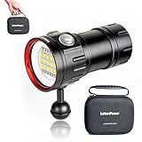 LetonPower B15 Tauchen Taschenlampe, 8000 Lumens Super Bright Underwater 80m Video Light, Scuba Dive Light, High Frequency Verwendung für Outdoor unter Wasser Sport