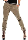Sublevel Damen Boyfriend Chino Hose LSL-248 inkl. Gürtel Light Brown/Design 09 L