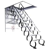 Auszugsleppe Elektrische Dachbodenleiter, Fernbedienung, Dachbodentreppe, Teleskopleiter, Deckenklappleiter, herunterziehbare Dachbodenleiter, Aluminiumlegierung Klapptreppe(70x110cm)