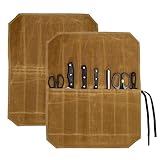 NCZCDZSW Messertasche Kochmesser Tragbare Messerrolle mit 7 Steckplätzen Kochmesser Rolltasche Messer-Rolltasche für Messer und Löffel Gewachste Canvas Koch Messer Tasche für Camping Wandern