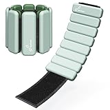 Sportneer Tragbare Gewichtsmanschetten – 2er-Set (Jeweils 0,5 kg & 1 kg) für Damen und Herren, Knöchelgewicht Set für Yoga, Tanz, Aerobic, Laufen, Gehen (Kühler Matcha)
