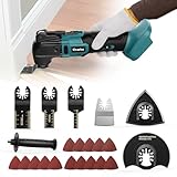 Ecarke Akku-Multifunktionswerkzeug kompatibel mit Makita Akku 18V Li-Ion,Multitool 6 Einstellbare Geschwindigkeiten, Bürstenlos Motor zum Entfernen,Schaben,Schneiden mit 23 Zubehör(ohne Akku)