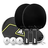 JOOLA Tischtennis Set Black Duo PRO 2 Tischtennisschläger + 3 Tischtennisbälle + Tischtennishülle, schwarz, 6-teilig