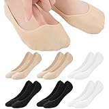Niofind Füßlinge Ballerina Socken Damen 6 Paar,Atmungsaktiv Unsichtbare Sneaker Socken Damen,No Show Rutschfeste Füsslinge mit Siliconpad,Baumwolle Kurze Schwarz Hautfarbe Weiß 39-42