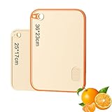 Schneidebrett Set Weizenstroh Küche Schneidebretter mit Saftrillen Leicht Zu Greifen, Hängenden Löchern, Rutschfestem, Spülmaschinenfestem Schneidebrett -2, orange, 25x17cm / 36x23cm