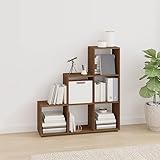Modernes Bücherregal für Zuhause, Garten, Treppe, 107 cm, Eichenholz-Finish, Braun