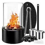 Inscrip Tischkamin, Tragbarer Tischkamin, Tischfeuer Set für Indoor und Outdoor, Bio Ethanol Kamin mit Dekosteine und 2 Brennkammern für Unendliche Brenndauer, Bioethanol Tischkamin, Balkon Deko