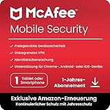 McAfee Mobile Security, Virenschutz-Software für 1 Gerät (Android/iOS), 1-Jahres-Abonnement, mit automatischer Verlängerung [Exklusives Amazon-Abonnement]