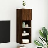 WKIEQACO Entertainment Centers & TV-Ständer, TV-Schrank mit LED-Lichtern, Braun Eiche, 30,5 x 30 x 90 cm