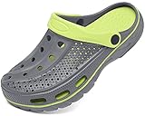 Unisex Clogs Pantoletten Sommer Hausschuhe Strand Sandalen Gartenschuhe mit Fußbett aus Weichem, Grau, 40/41 EU (270)