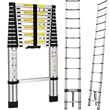 5M Teleskopleiter, Aluleiter Klappleiter Mehrzweckleiter Rutschfester Ausziehleiter Ausziehbare Leiter Sprossenleiter Stehleiter Tragbar Leichte Leiter Schiebeleiter 150 kg Belastbarkeit