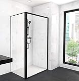 Marwell Factory Duschkabine 120x80x200 cm Dusche Fronteinstieg mit matt schwarzen Aluminiumrahmen Duschabtrennung mit Schiebetür