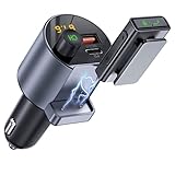 Bluetooth 5.1 FM Transmitter Auto, Bluetooth Adapter Auto mit abnehmbar Mikrofon, 38W PD+QC 3.0 Auto Schnellladegerät, Bluetooth Transmitter Auto mit Multifunktion, unterstützt Musik, Freisprechanrufe