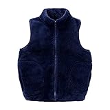 ANIMQUE Kinder Fleece Weste Winter Baby Kleinkind Jungen Mädchen Eltern-Kind Fleeceweste Super Warm Plüsch Shu-Velveteen Ärmellose Jacke Stehkragen mit Reißverschluss, Marineblau 120