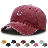WENAUANG Retro Damen Baseball Cap Baumwolle, Mit Smiley-Stickerei, Basecap Im Washed-Distressed-Look, Schatten Spenden Cap, Geeignet für Outdoor-Sportarten, für Herren und Damen