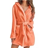 Damen Bademantel Flauschig Kurz Ohne Kapuze Leichter Bademantel Frottee Morgenmantel Mit Gürtel Hausmantel Winter Warm Saunamantel Große Größen Baumwolle Schlafmantel Women Bathrobe Kuschel