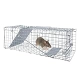 VickyHome 24 Zoll Easy Set Up Live Animals Humane Rattenfalle, Folding Nagetier Käfig Falle Mäuse Ratte Killer Catcher, Wiederverwendbare Catch and Release Kaninchenfalle mit Sicheren Tragegriff & 1